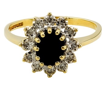 9ct gold Sapphire/Diamond Cluster Ring size W